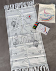 Colorable children's prayer rug with pens